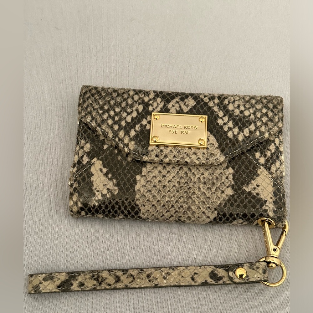 Michael Kors snakeskin wristlet wallet